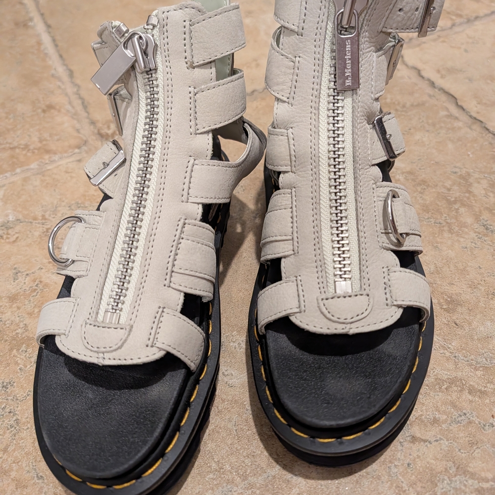 Dr. Martens Olson Tumbled Nubuck Leather Gladiator Zip Sandals